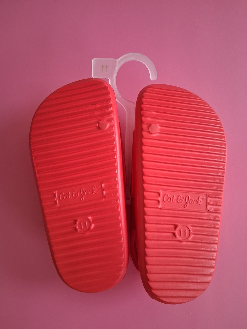 NWOTS Cat & Jack Kids Red Crab Sandals - Cute Velcro Slides 11T - Picture 4 of 5